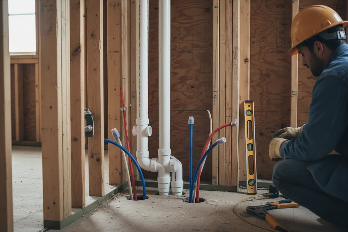 Drain and supply rough-in during Leak Detection in Cocoa Beach