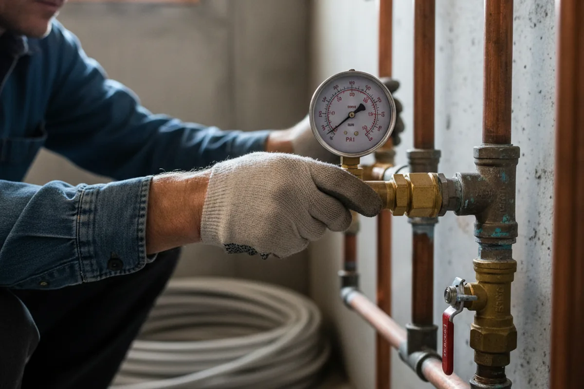 Pressure testing a repaired line during Water Line Repair in Cocoa Beach